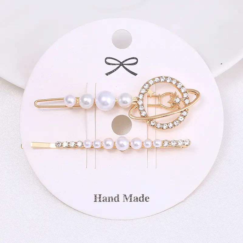 Women's Pearl Moon Clip Hairpin Set