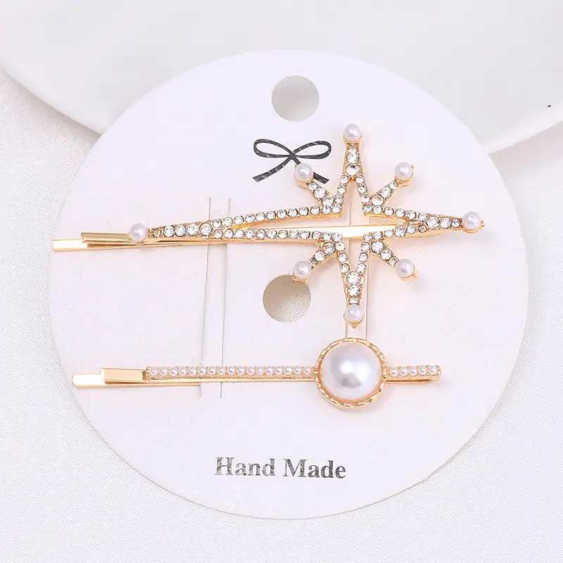 Women's Pearl Moon Clip Hairpin Set