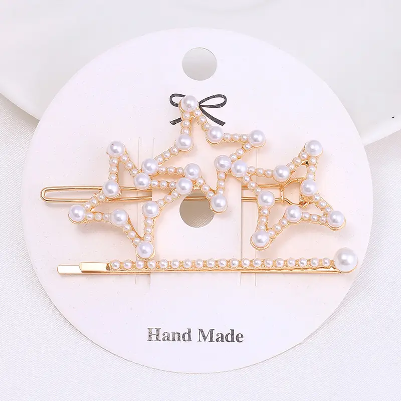 Women's Pearl Moon Clip Hairpin Set
