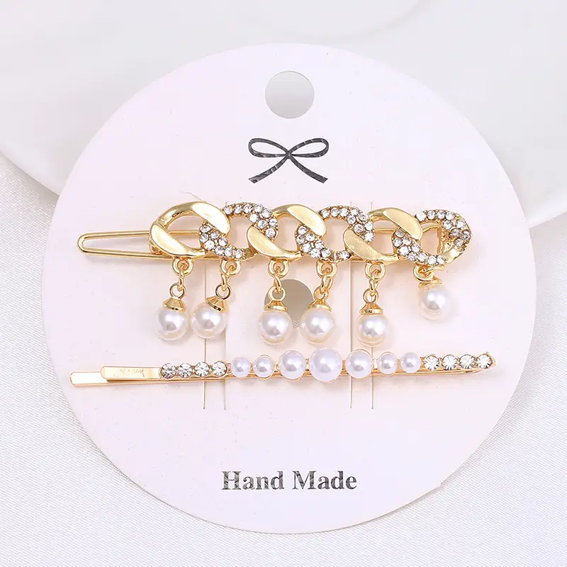 Women's Pearl Moon Clip Hairpin Set