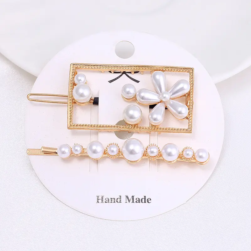 Women's Pearl Moon Clip Hairpin Set