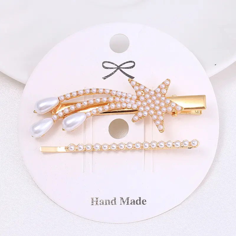 Women's Pearl Moon Clip Hairpin Set