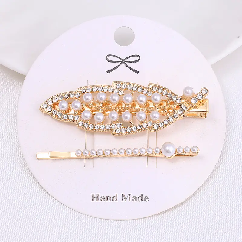Women's Pearl Moon Clip Hairpin Set