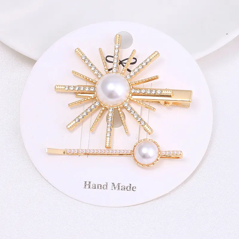 Women's Pearl Moon Clip Hairpin Set
