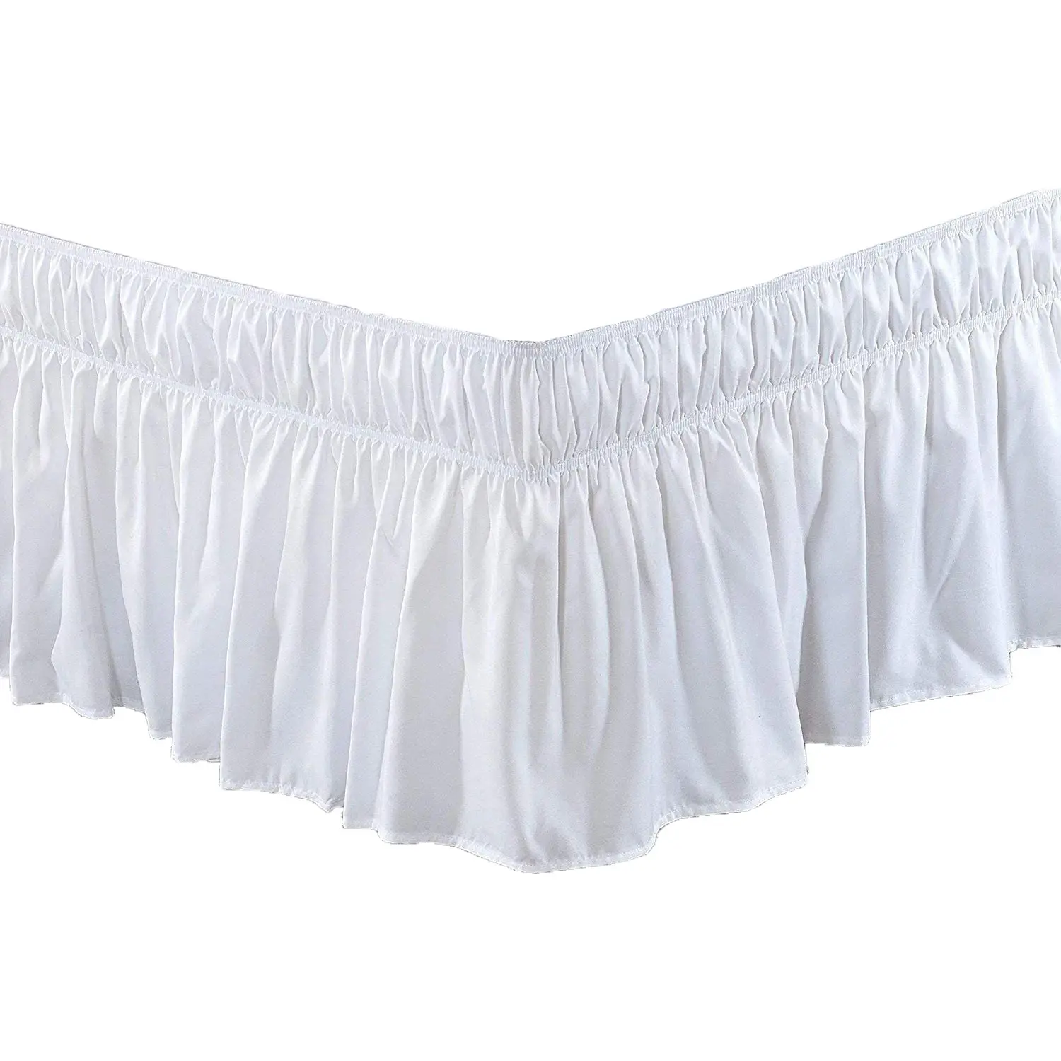 Blue Elastic Pleated Bed Skirt for Hotel White