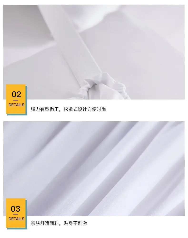 Blue Elastic Pleated Bed Skirt for Hotel White — feature 4