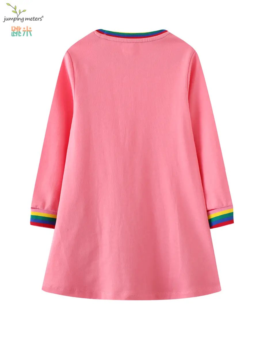 Pink Long-Sleeved Girls Skirts with Rainbow Trim - Image 3