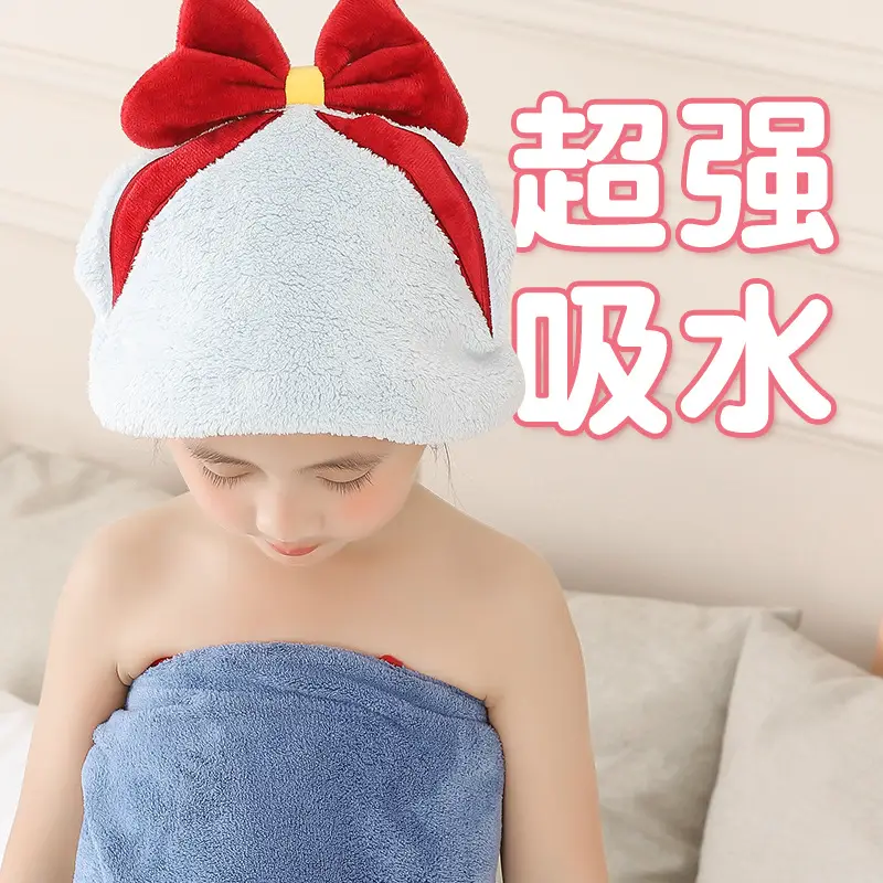 Coral Velvet Hair Drying Cap for Girls