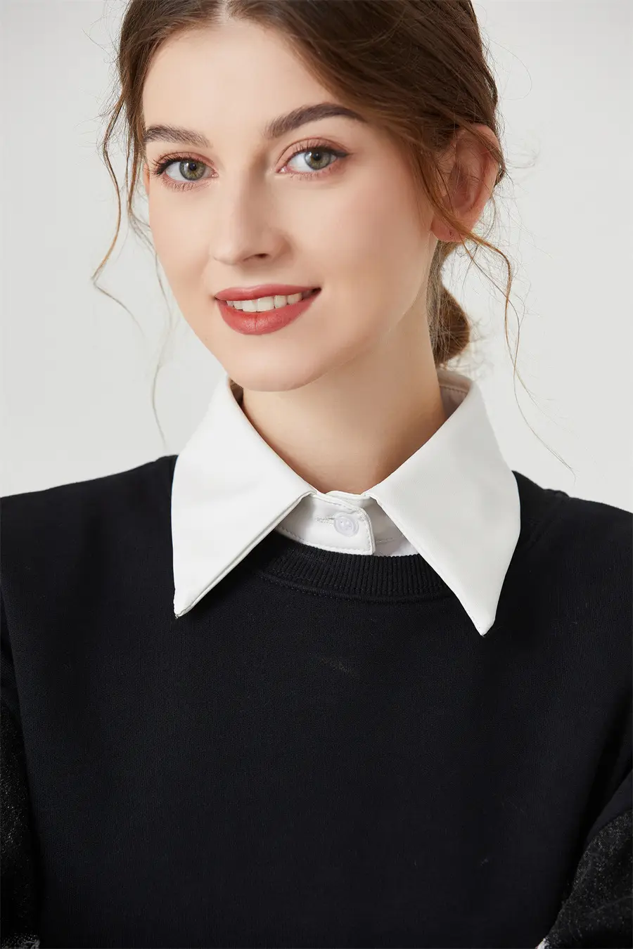 White Leather Fake Collar Shirt for Men — feature 13