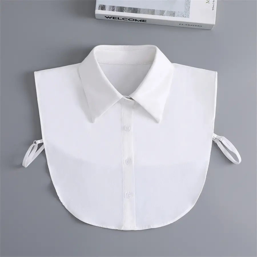 White Leather Fake Collar Shirt for Men — feature 14