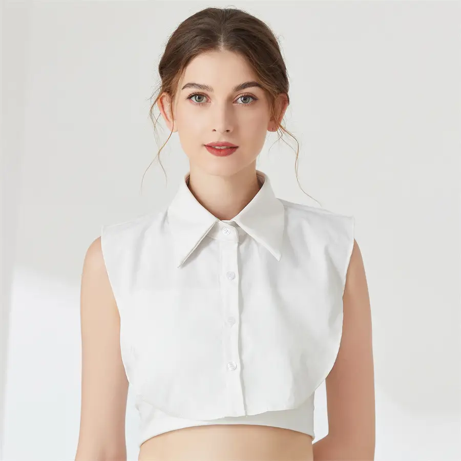 White Leather Fake Collar Shirt for Men — feature 4