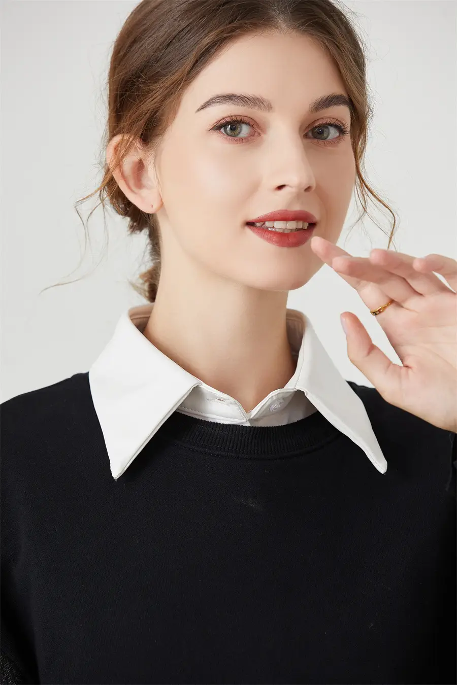 White Leather Fake Collar Shirt for Men — feature 9