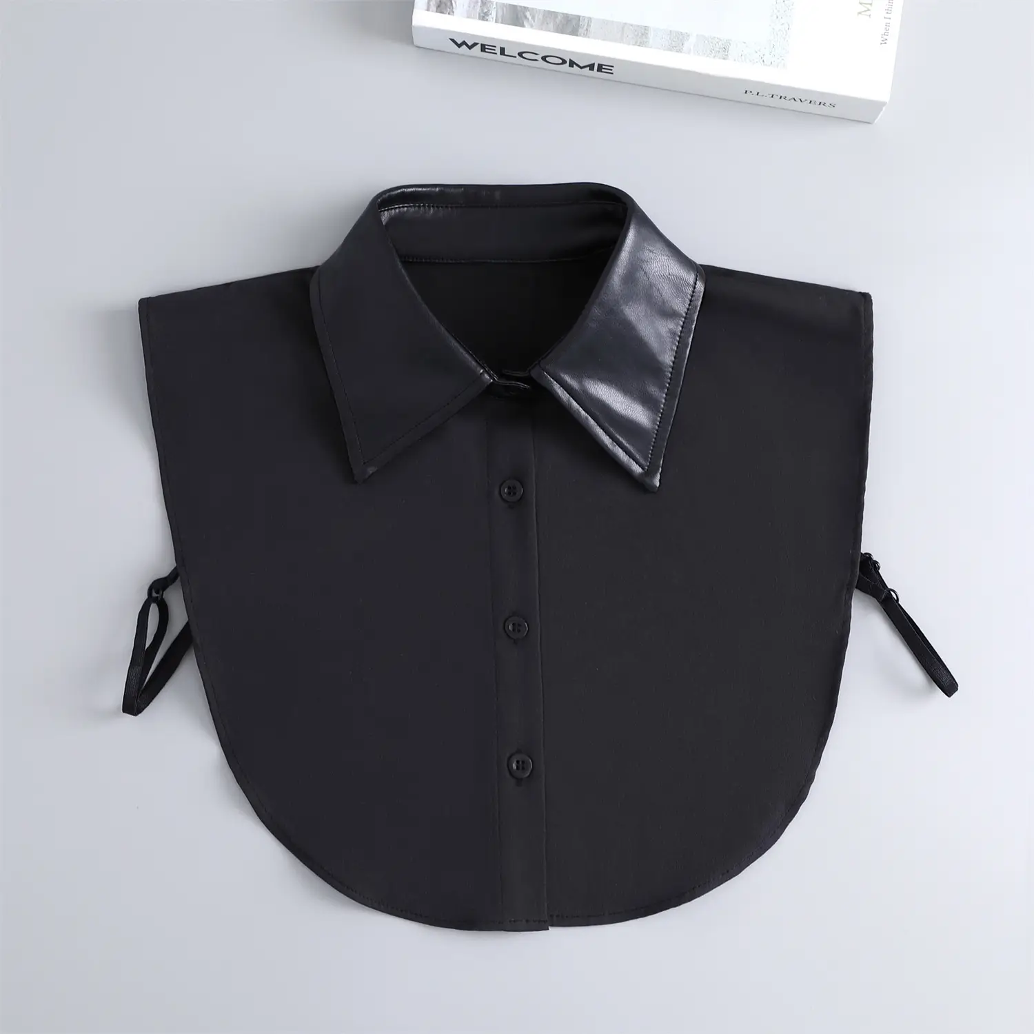 White Leather Fake Collar Shirt for Men - Image 2