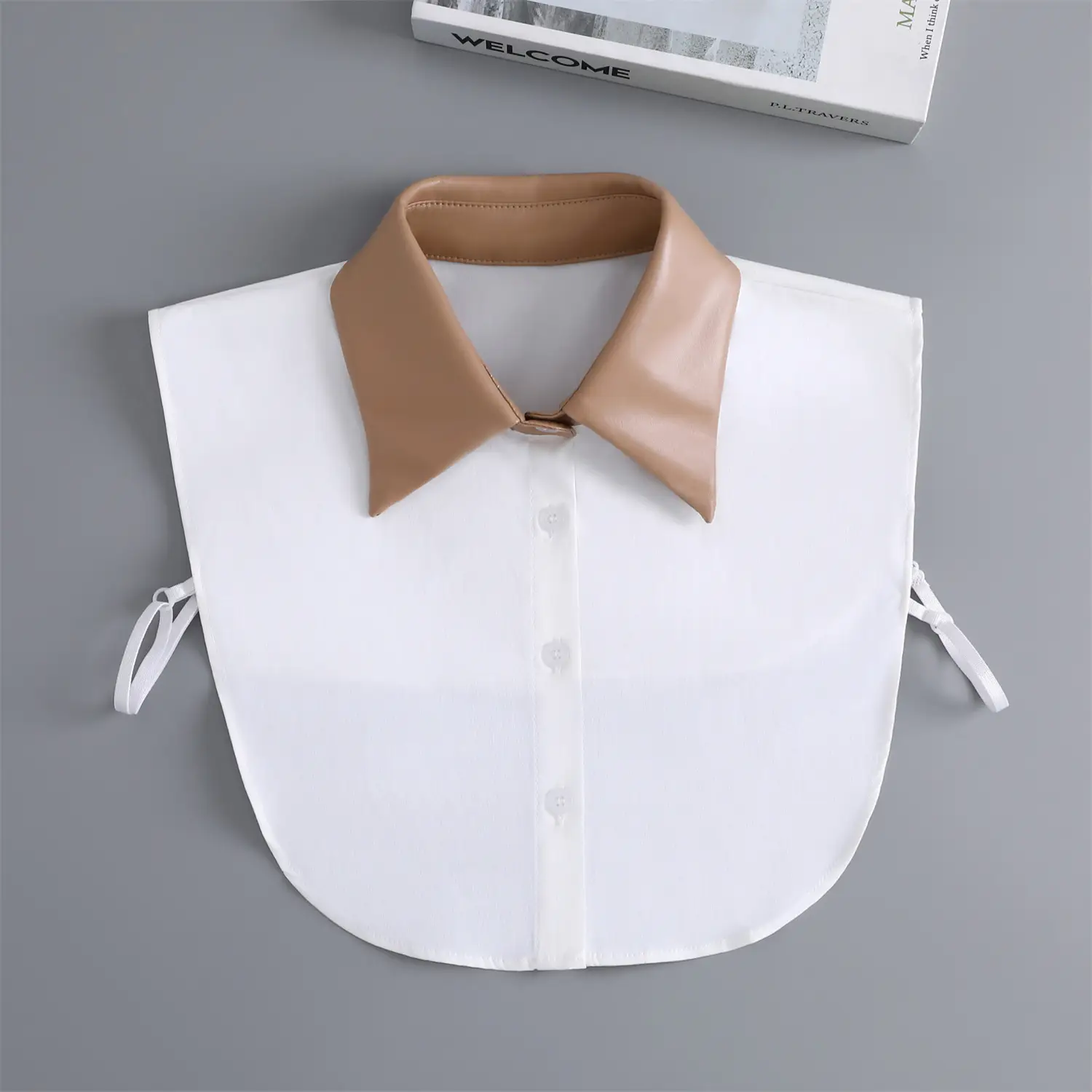 White Leather Fake Collar Shirt for Men - Image 3