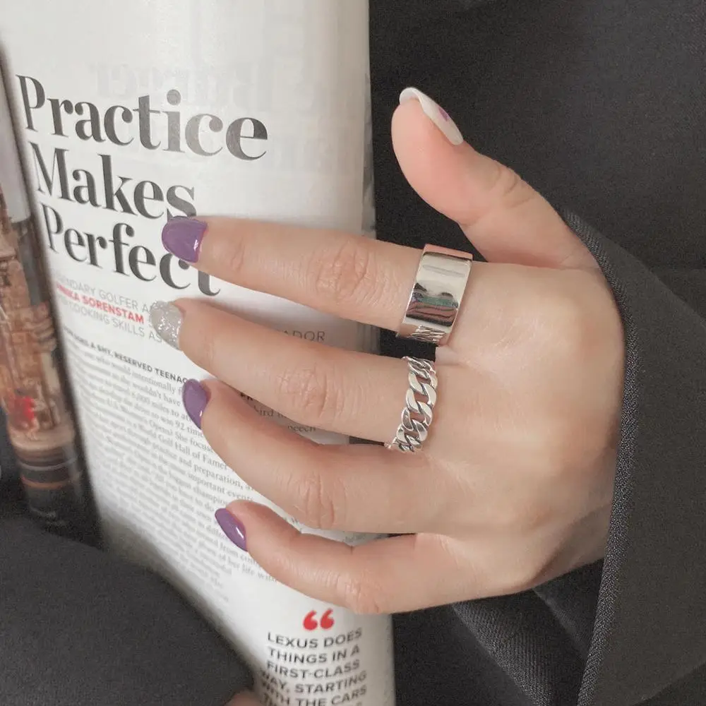 Women's Korean Style Chain Open Ring with Smooth Finish - Image 6