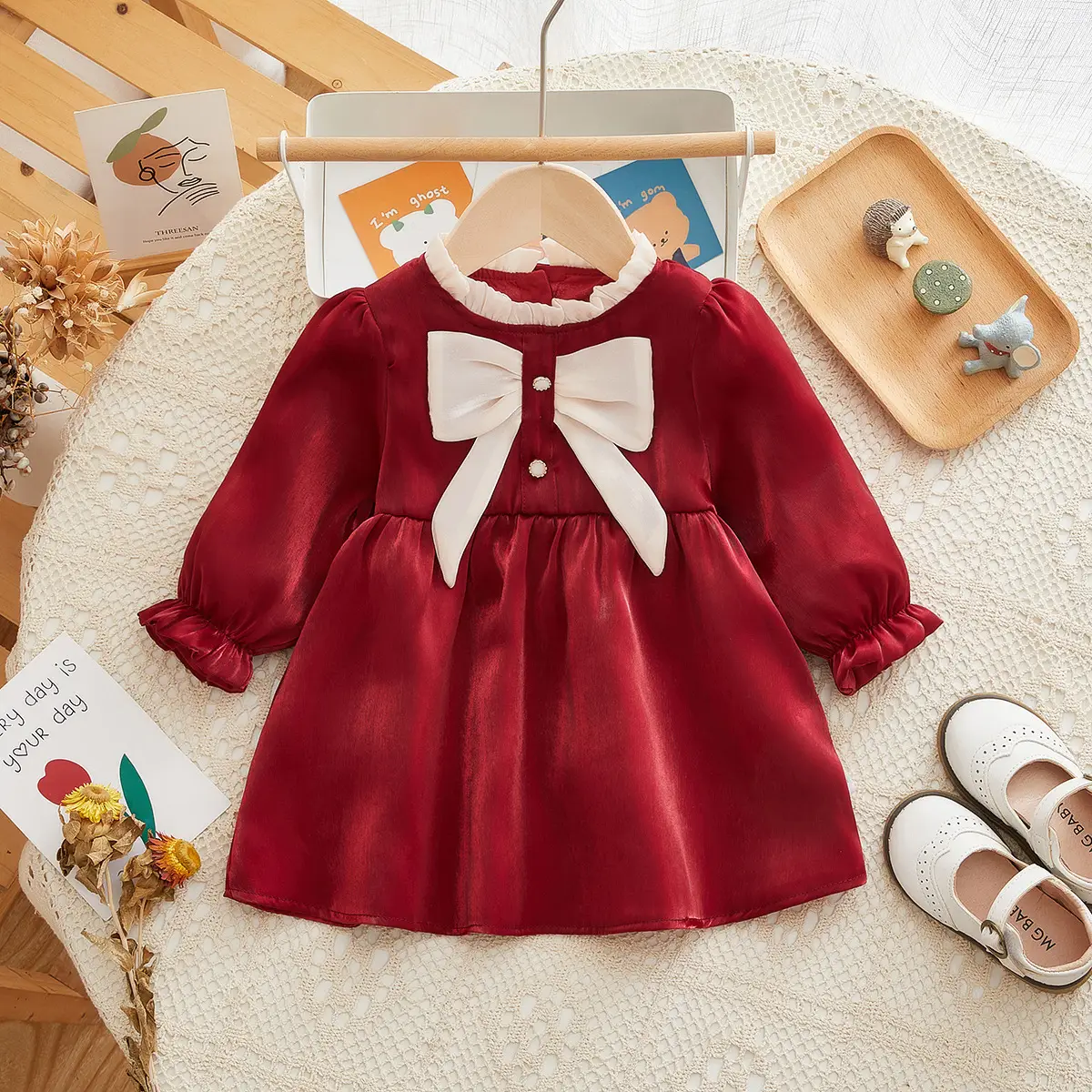 Red Bow Baby Girl Dress for 1 Year Old - Image 4