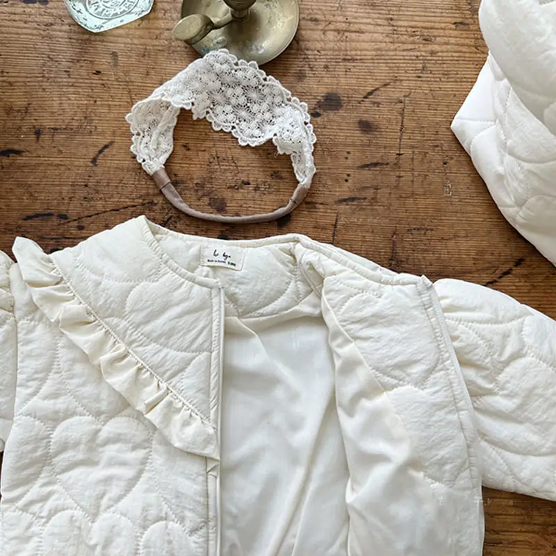 Korean Style Zipper Lace Baby Coat White Winter — feature 3