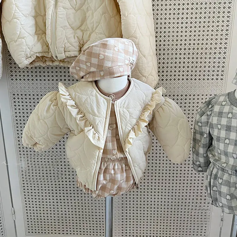 Korean Style Zipper Lace Baby Coat White Winter — feature 4