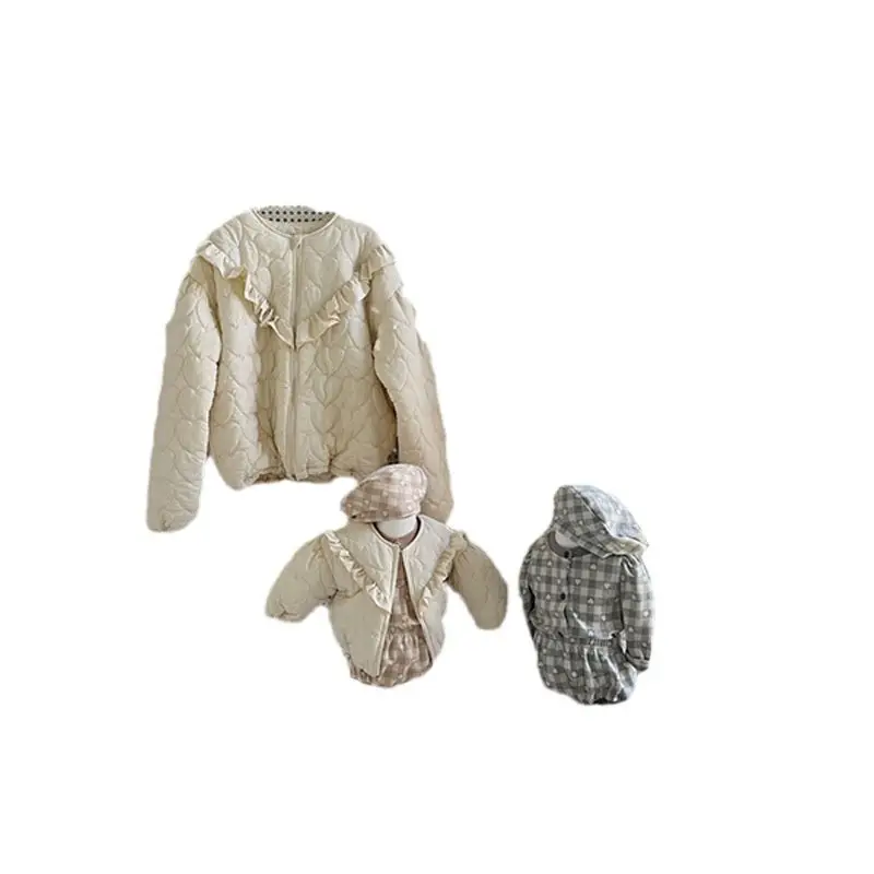 Korean Style Zipper Lace Baby Coat White Winter - Image 5