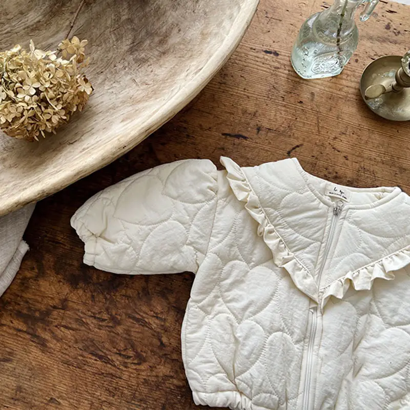 Korean Style Zipper Lace Baby Coat White Winter — feature 2
