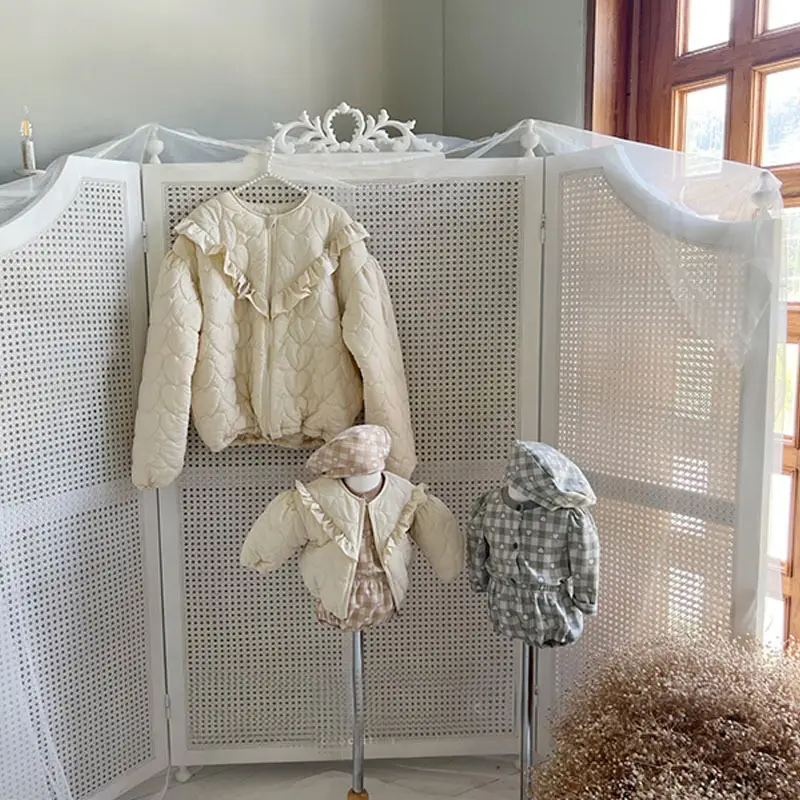 Korean Style Zipper Lace Baby Coat White Winter — feature 5