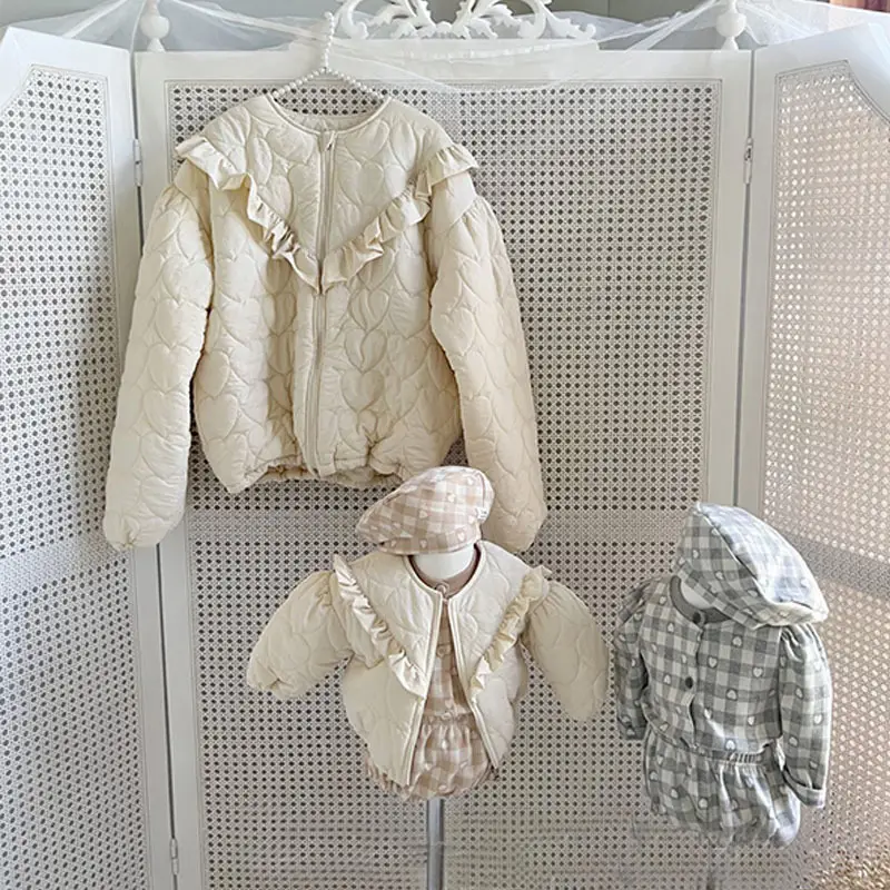 Korean Style Zipper Lace Baby Coat White Winter — feature 6