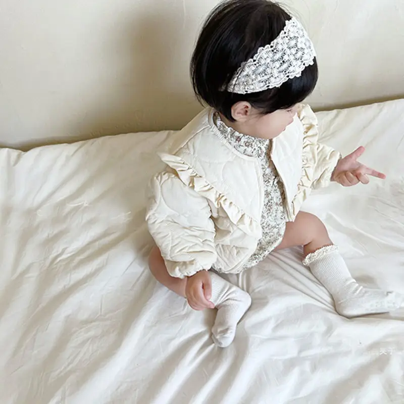 Korean Style Zipper Lace Baby Coat White Winter — feature 8