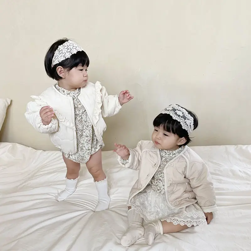 Korean Style Zipper Lace Baby Coat White Winter — feature 9