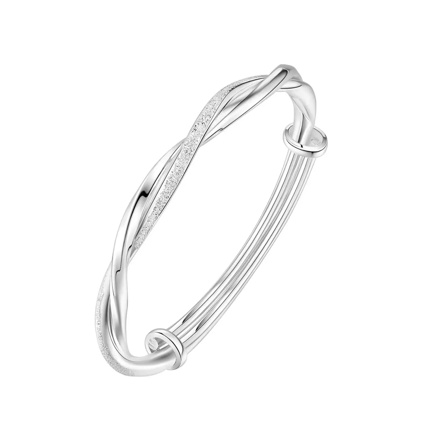 Women's Push-Pull Mobius Ring Bracelet Silver High-End - Image 5