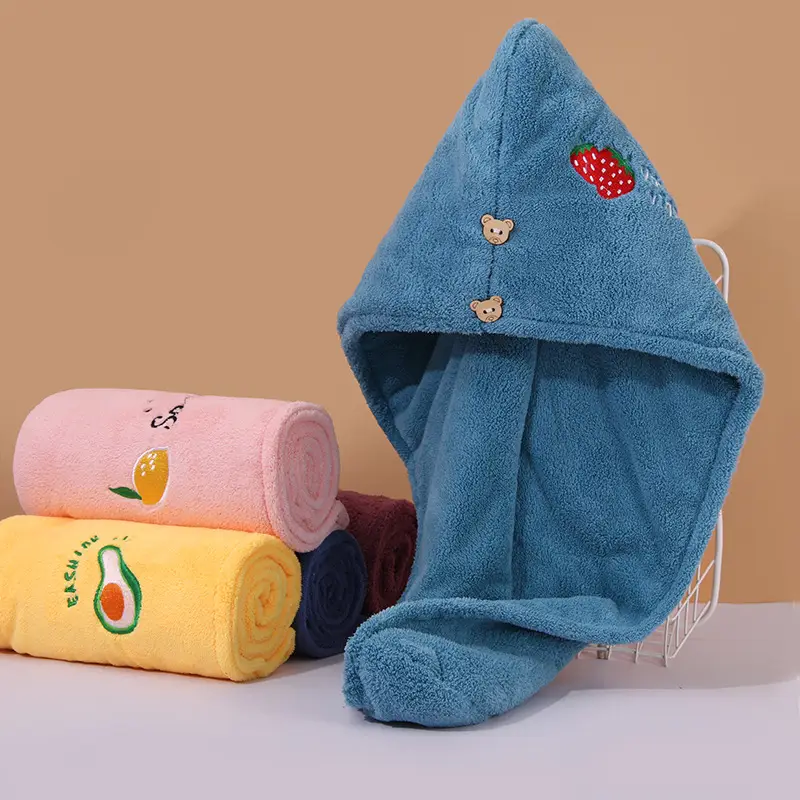Women's Hair Drying Cap Thick Super Absorbent Coral Fleece Towel - Image 32