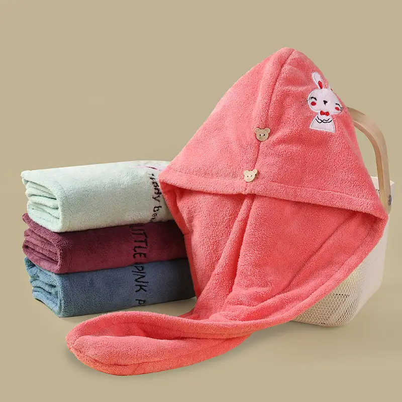 Women's Hair Drying Cap Thick Super Absorbent Coral Fleece Towel - Image 33