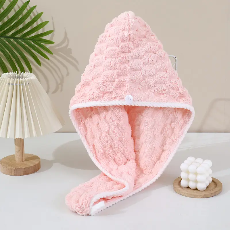 Women's Hair Drying Cap Thick Super Absorbent Coral Fleece Towel - Image 17