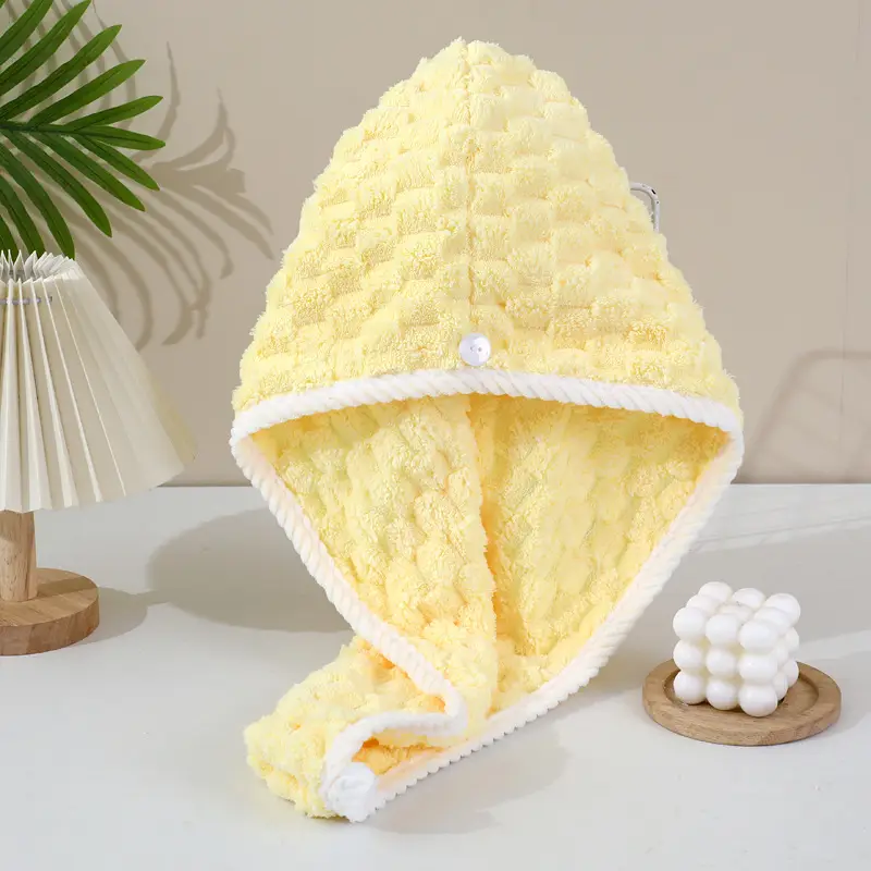 Women's Hair Drying Cap Thick Super Absorbent Coral Fleece Towel - Image 18
