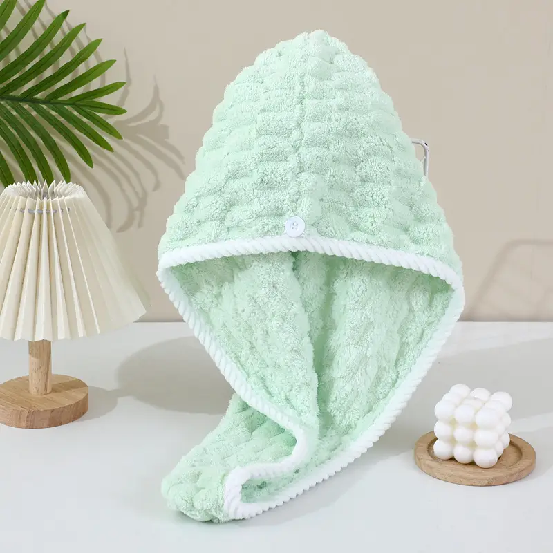 Women's Hair Drying Cap Thick Super Absorbent Coral Fleece Towel - Image 19