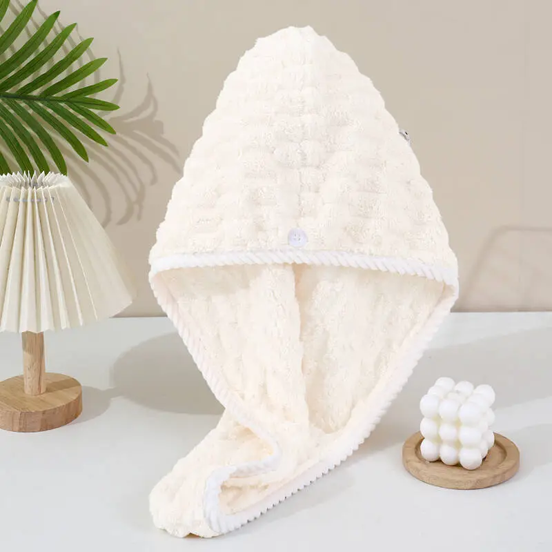 Women's Hair Drying Cap Thick Super Absorbent Coral Fleece Towel - Image 20