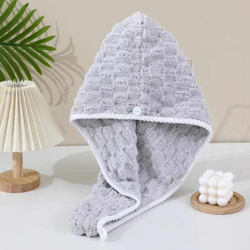 Women's Hair Drying Cap Thick Super Absorbent Coral Fleece Towel - Image 21