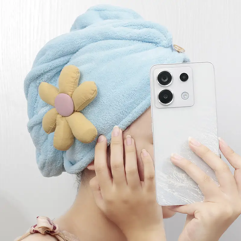 Women's Hair Drying Cap Thick Super Absorbent Coral Fleece Towel - Image 24