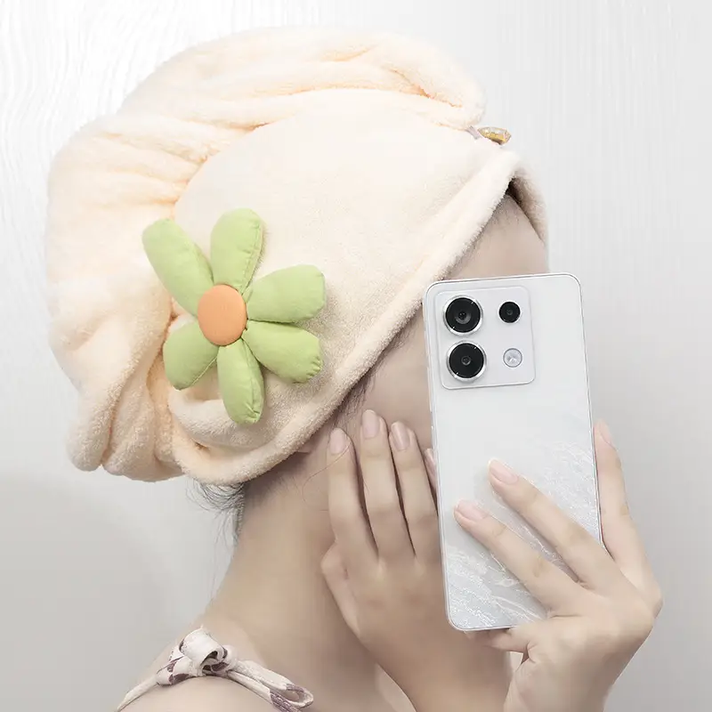 Women's Hair Drying Cap Thick Super Absorbent Coral Fleece Towel - Image 25
