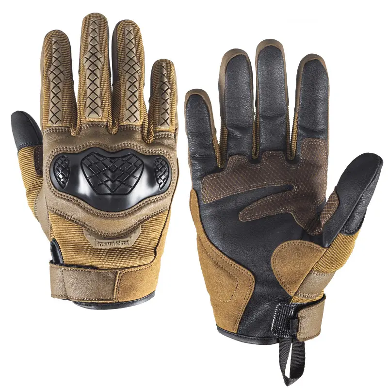 Anti-Fall Motorcycle Gloves Black Red Leather - Image 3