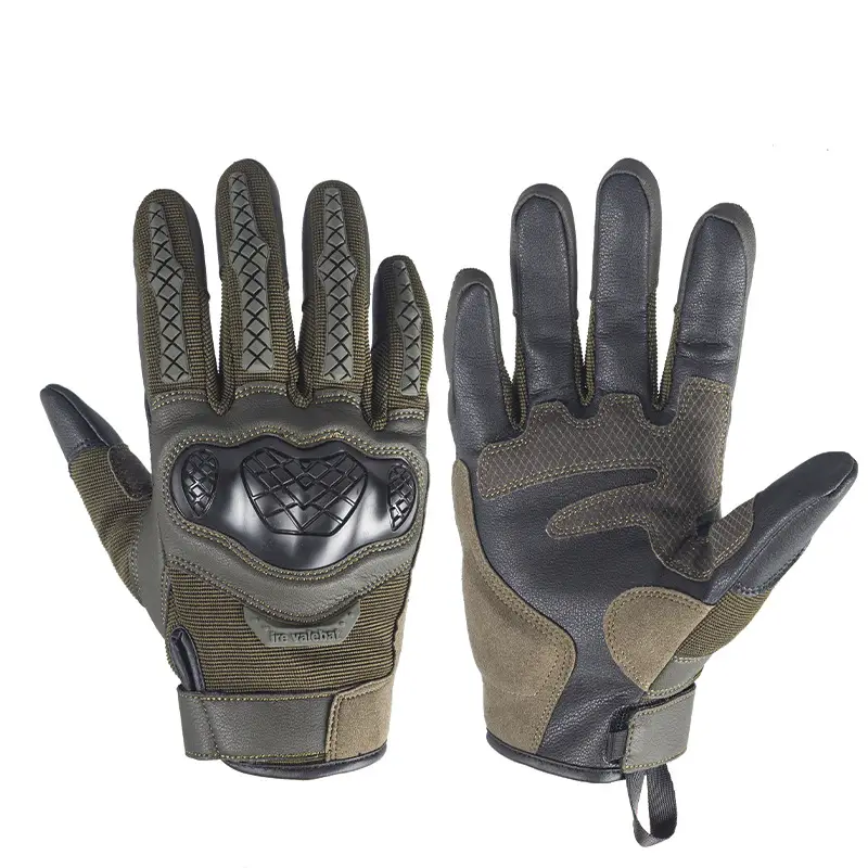 Anti-Fall Motorcycle Gloves Black Red Leather - Image 2