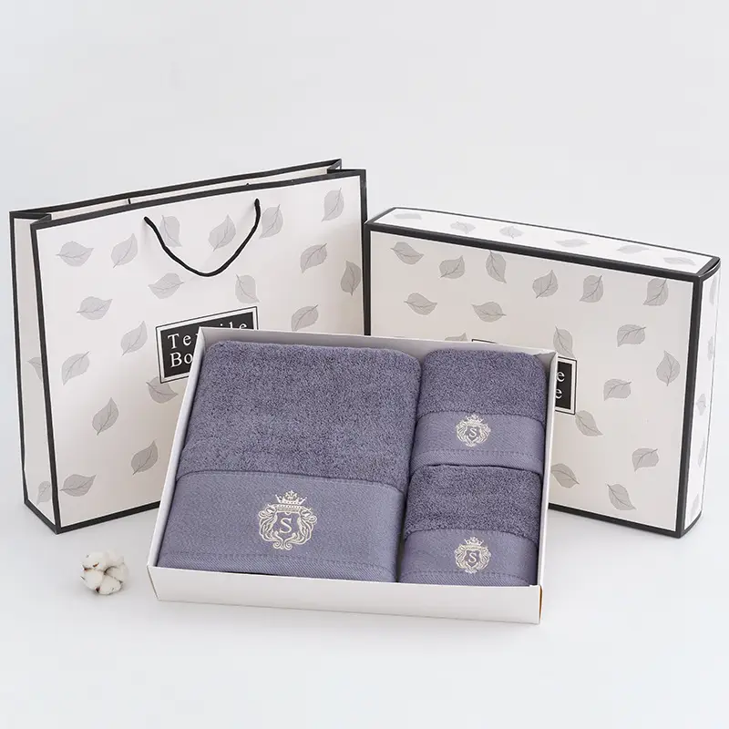 Cotton Bath Towel Set with Gift Box and Logo - Image 2