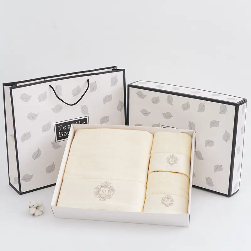 Cotton Bath Towel Set with Gift Box and Logo - Image 4