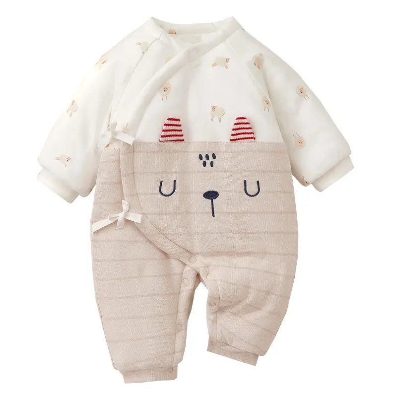 Newborn Cotton Lace-Up Baby Clothes White