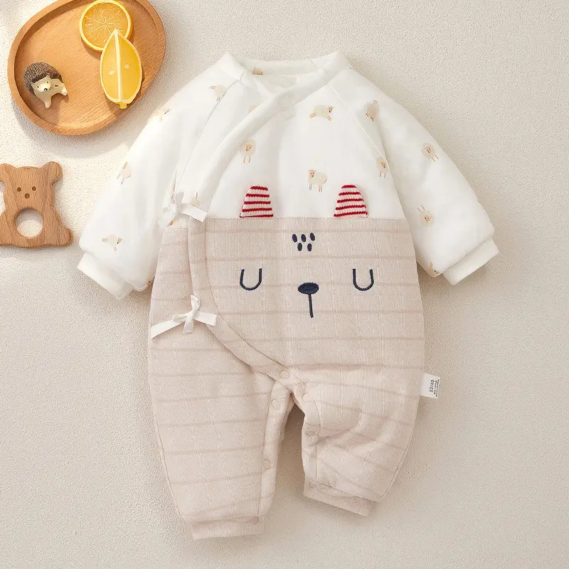 Newborn Cotton Lace-Up Baby Clothes White