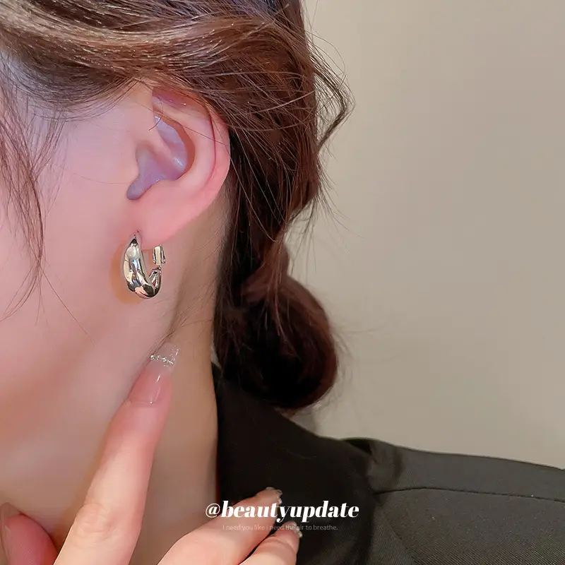 Real Gold Plated Geometric Circle Earrings for Women - Image 8