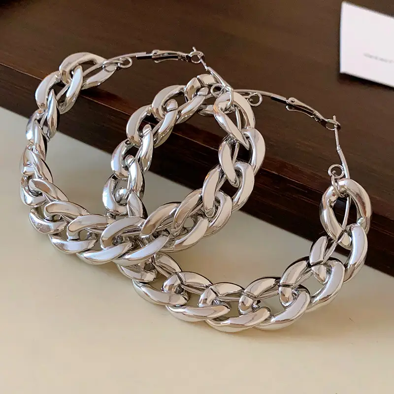 Real Gold Plated Geometric Circle Earrings for Women - Image 4