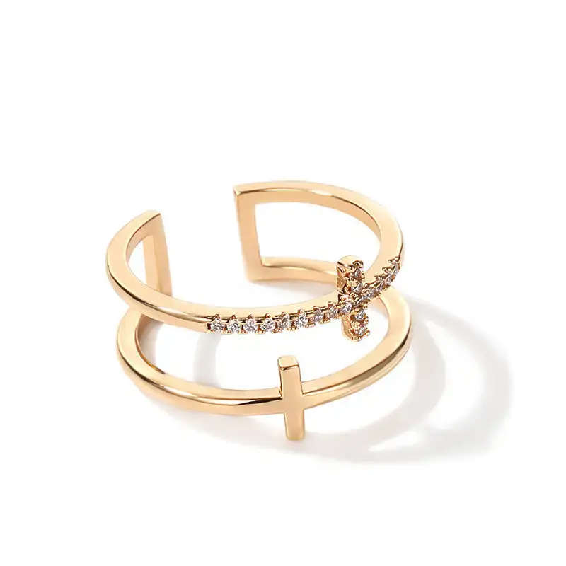 Japanese & Korean Double Layer Cross Ring Women's Opening - Image 7