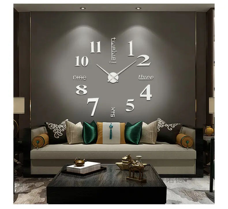 Nordic Large Acrylic Wall Clock for Living Room English Design — feature 11