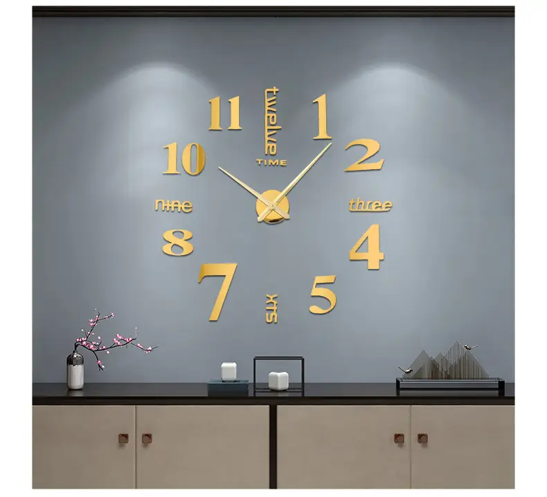 Nordic Large Acrylic Wall Clock for Living Room English Design — feature 12