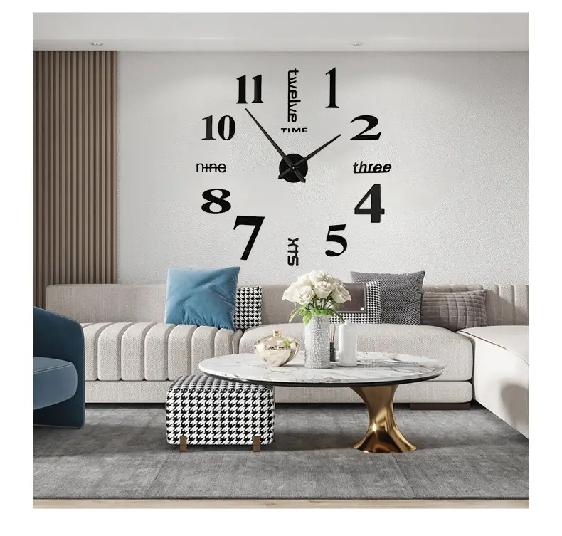 Nordic Large Acrylic Wall Clock for Living Room English Design — feature 13